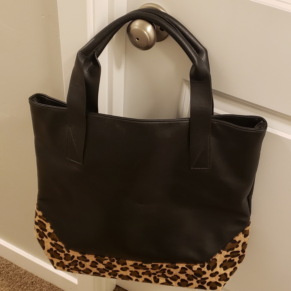 Black and Leopard Tote